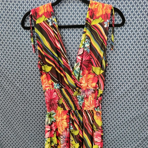 Just Love - Women's long, multicolored floral maxi tank top dress. Size - L - Picture 2 of 6